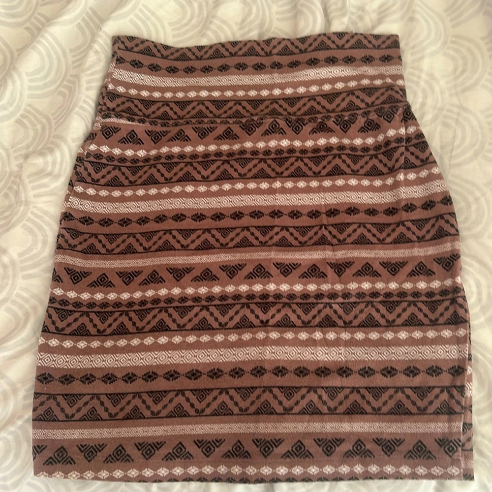 Charlotte Russe Brown tribal print mini skirt